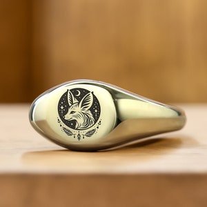 Cute Fox Signet Ring · Gold Fox Ring · Fox Engraving Ring · Personalized Ring  · Women Ring · Gift For Her