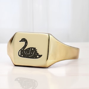 Schwan Siegelring - Siegelring mit Gravur - Tier Sternkarte Ring - Individueller Ring - Süßer Ring - Geschenk für Sie
