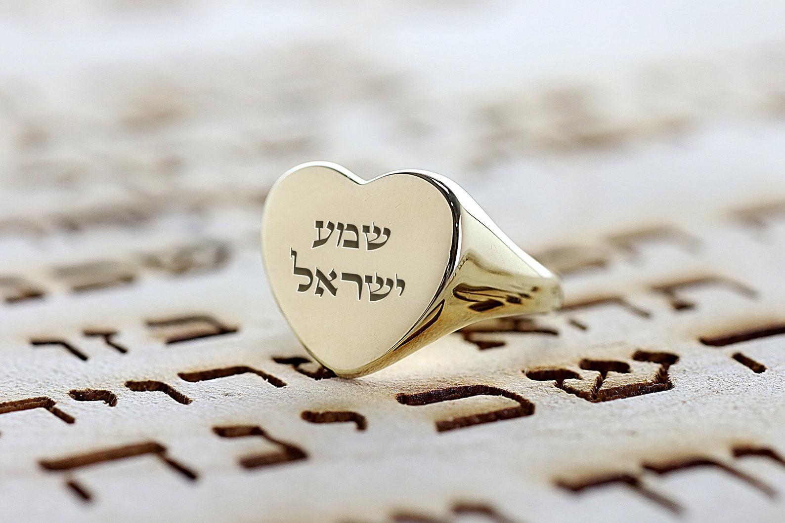 Hebrew Biblical Letters Ring · Jewish Custom Ring · Personalized Text ...