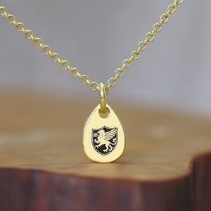 14k Gold Griffin Pendant Necklace · Custom Mythical Necklace · Pear Pendant Necklace · Fantasy Jewelry