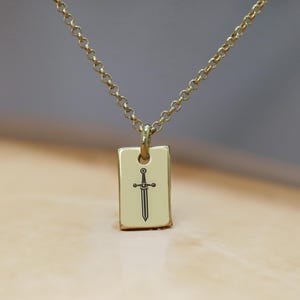 Custom Sword Necklace · Pendant Necklace · 14k Gold Sword Necklace · Unisex Necklace