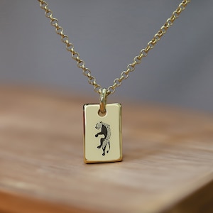 Engraved Jaguar Signet Necklace · Rectangle Pendant Necklace · Engraved Jaguar Necklace · Unisex Necklace