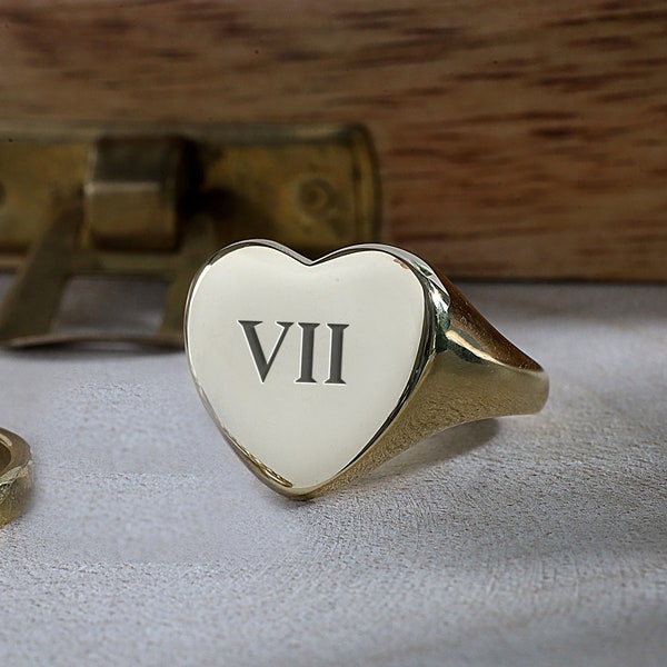 Custom Roman Initials Ring  · Engraved Roman Numbers Ring · Personalized Ring · Unisex Ring · Gold Ring