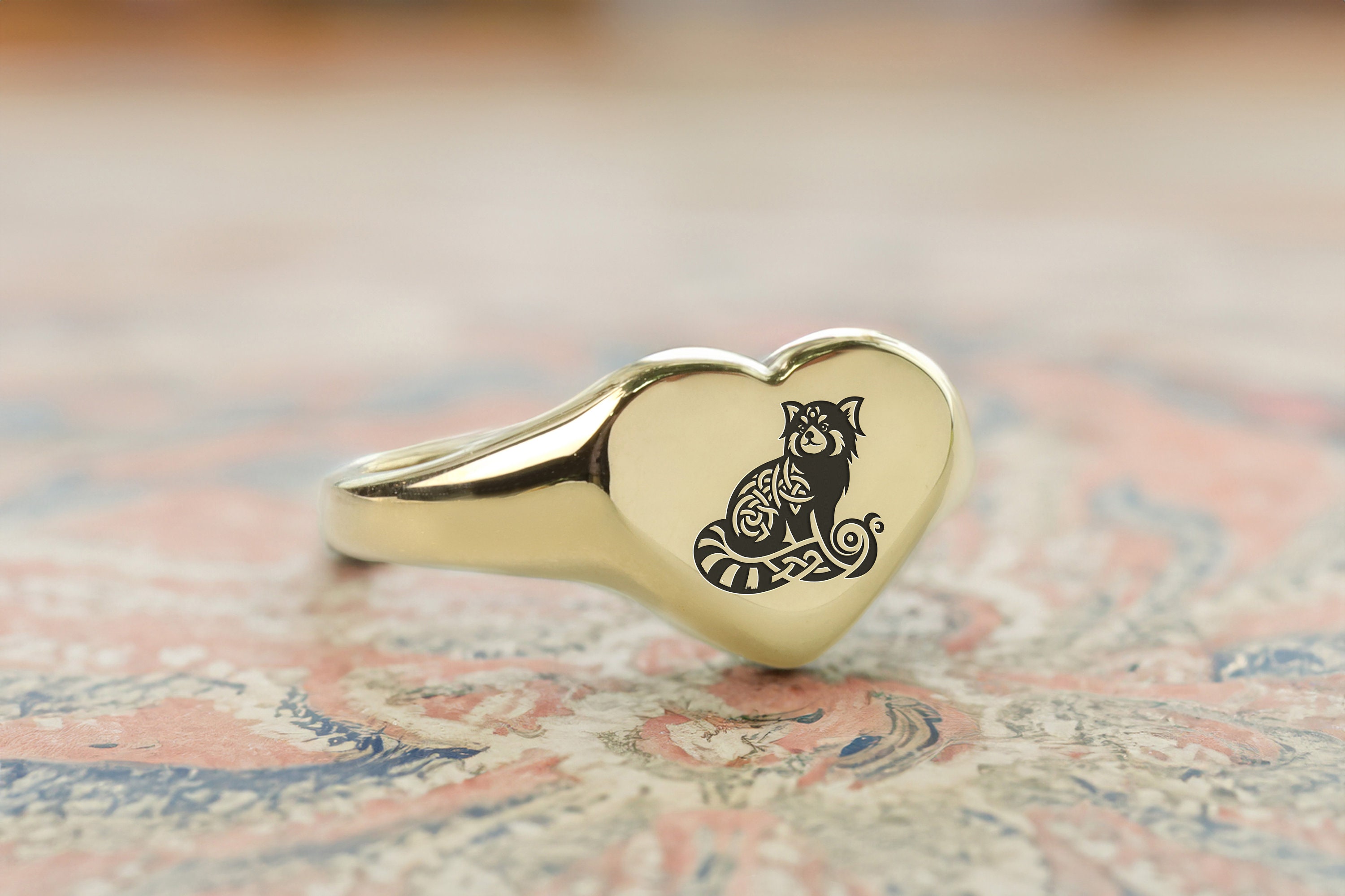 Cute Panda Rings Cute Red Panda Gold Ring · Engraved Animal Signet Ring · Heart Shaped ...