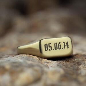 14k Gold Date Signet Ring · Personalized Date Ring · Numeral Ring ...