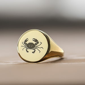 Engraved Cancer Zodiac Ring · Personalized Zodiac Ring · Birth Month Jewelry · Gift For Her