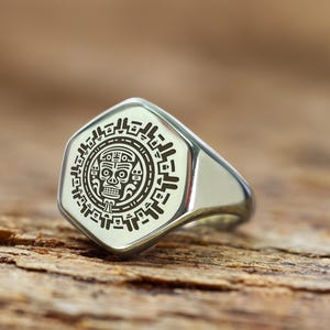 Aztec Warrior Statement Ring · Ancient Tribal Ring · Aztec Pattern Ring · Unisex Jewelry
