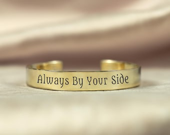 24k Gold Open Cuff Bracelet · Personalized Engraved Bracelet · Custom Text Bracelet · Unisex Bracelet · Adjustable Bracelet