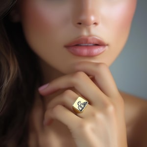 14k Gold Otter Signet Ring · Engraved Otter Ring · Custom Otter Ring · Bold Statement Ring · Square Shaped Ring