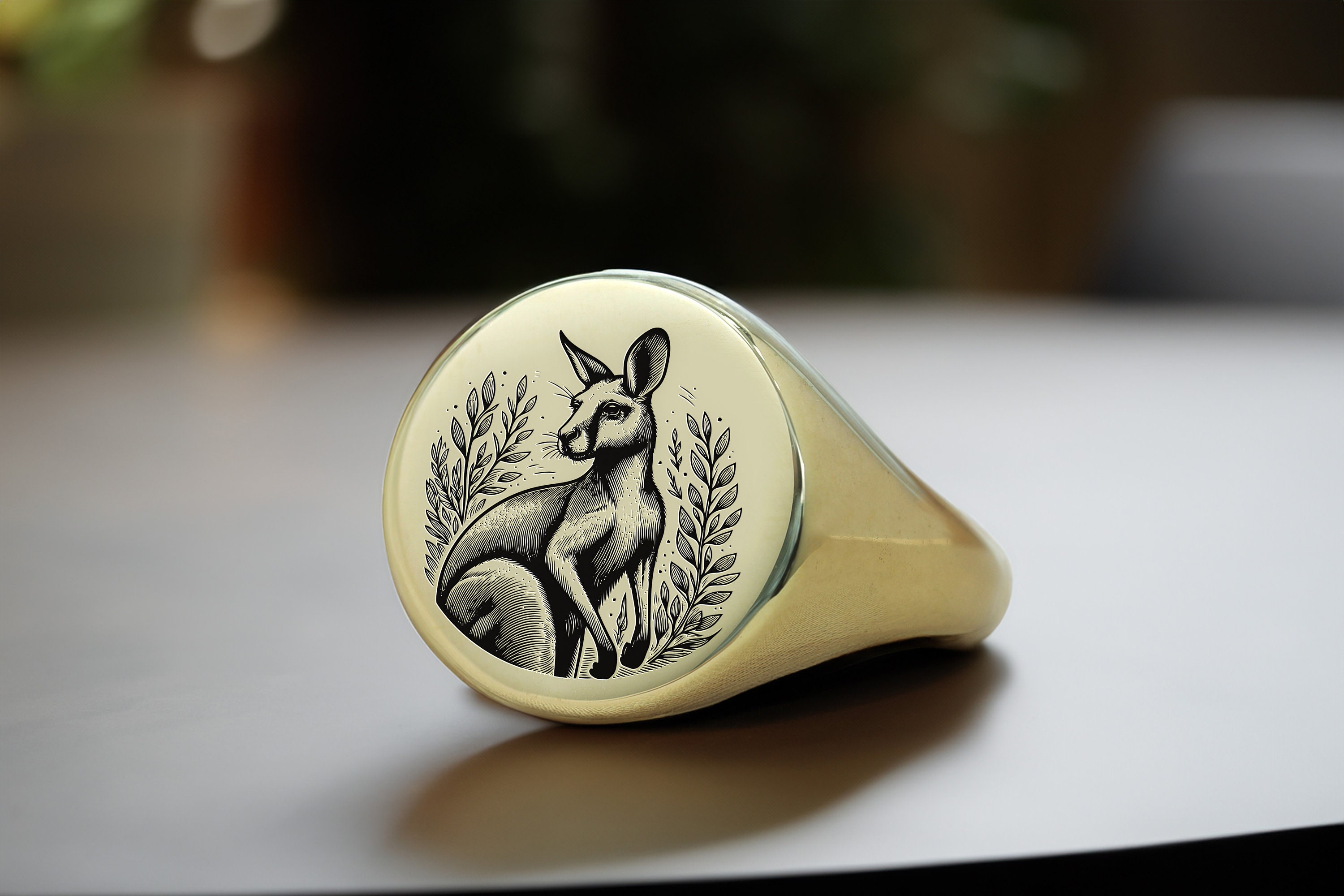 Kangaroo Rng 14k Gold Kangaroo Signet Ring · Custom Kangaroo Ring · Bold Statement ...