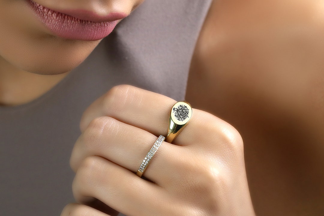 14k Gold Knight Signet Ring · Engraved Knight Ring · Custom Knight Ring ...