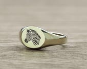 14k Gold Zebra Signet Ring · Engraved Zebra Ring
