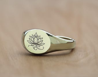 Custom Lotus Flower Engraving · Delicate Lotus Ring · Japanese Lotus Ring · Women Ring · Gift For Her