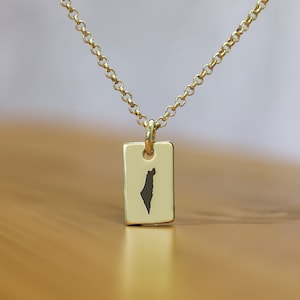 14k Gold Israel Map Halskette · Rechteck Anhänger Halskette · Benutzerdefinierte Judentum Halskette · Jüdischer Schmuck