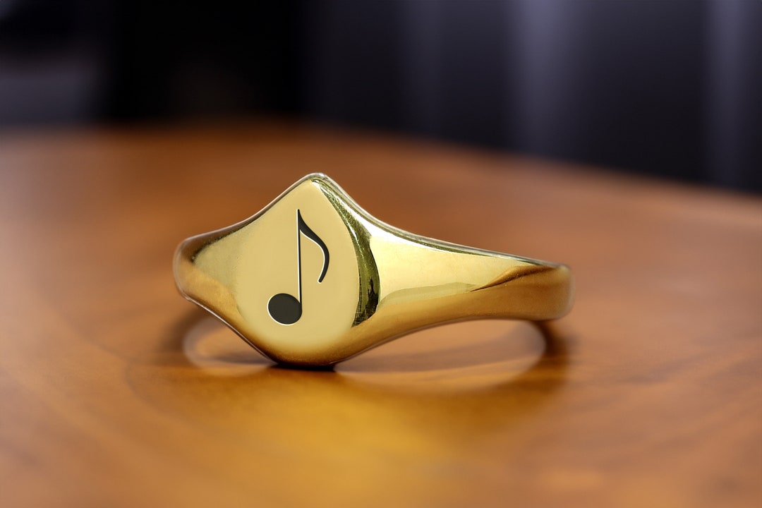 Gold Music Quaver Ring · Custom Musical Note Ring · Engraved Musical ...