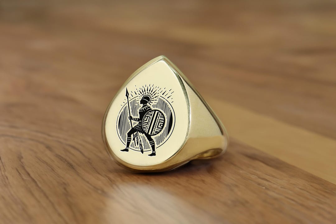 African Tribe Gold Signet Ring · Custom Tribal Symbol Ring · African ...