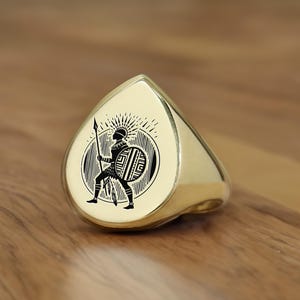 African Tribe Gold Signet Ring · Custom Tribal Symbol Ring · African Ring · Pear Shaped Ring · Bold Statement Ring
