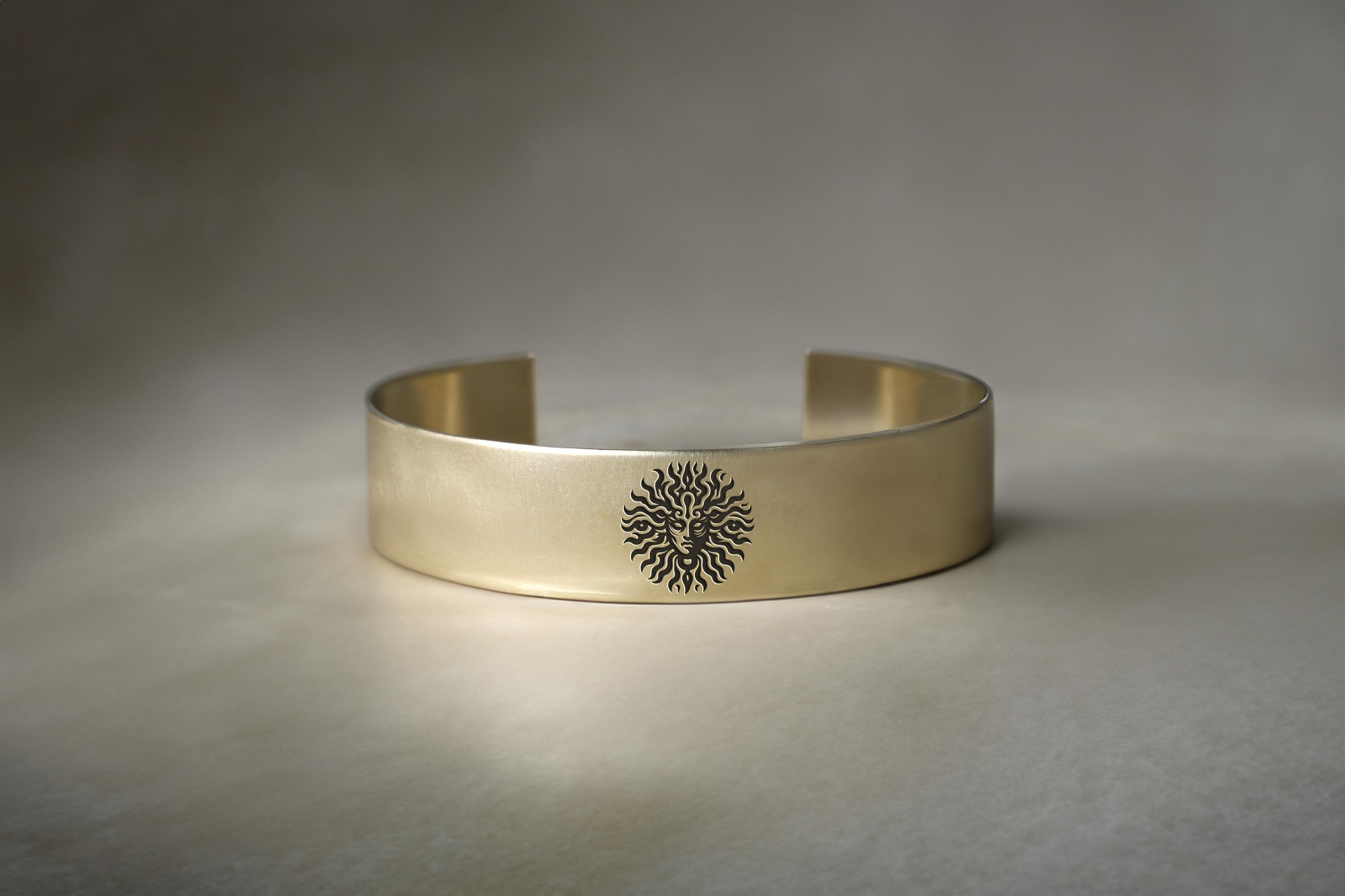 14k Gold Medusa Bracelet  · Mythical Bracelet · Wide Open Cuff Bracelet · Engraved Medusa Bracelet · Unisex Bracelet