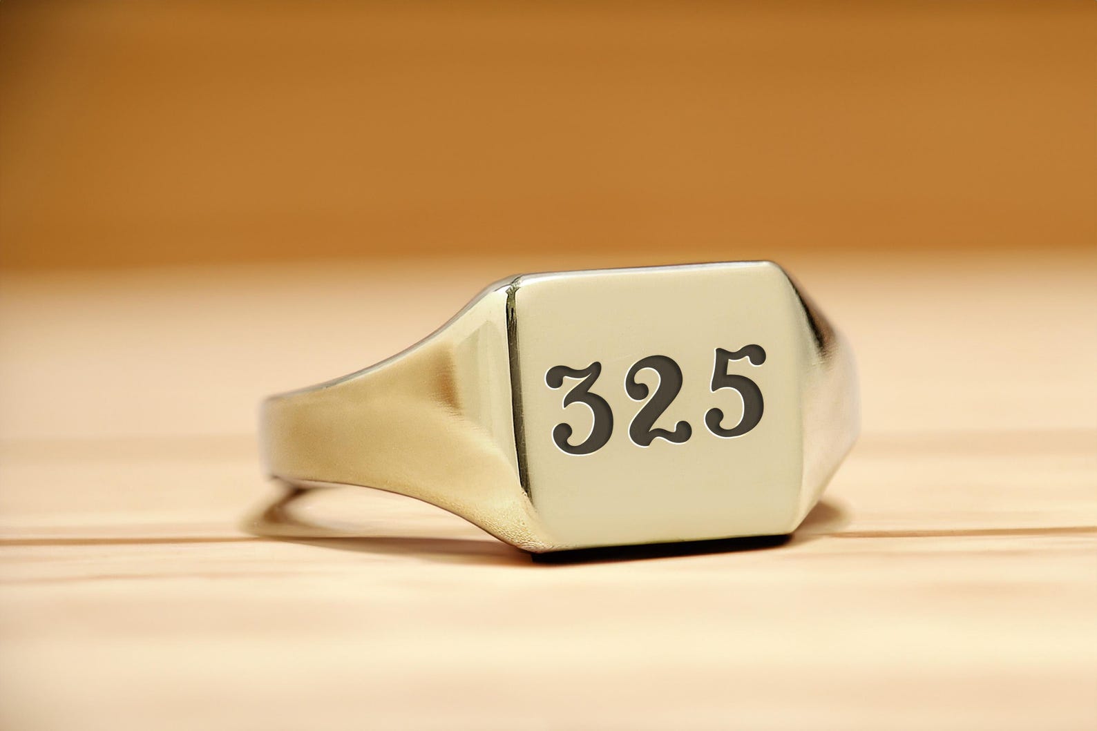 14k Gold Numeral Signet Ring · Engraved Number Ring · Personalized Ring ...