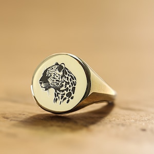 Engraved Jaguar Signet Ring · Personalized Jaguar Ring · Custom Animal Ring · Bold Statement Ring