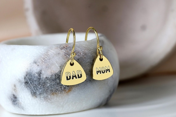 Buy Engraved Mom Dad Earrings Personalized Earrings Custom Initial s Earrings Trillion Dangle Earrings Online in India Etsy