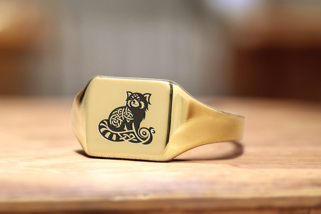 Red Panda Gold Signet Ring · Animal Jewelry · Custom Animal Ring ...