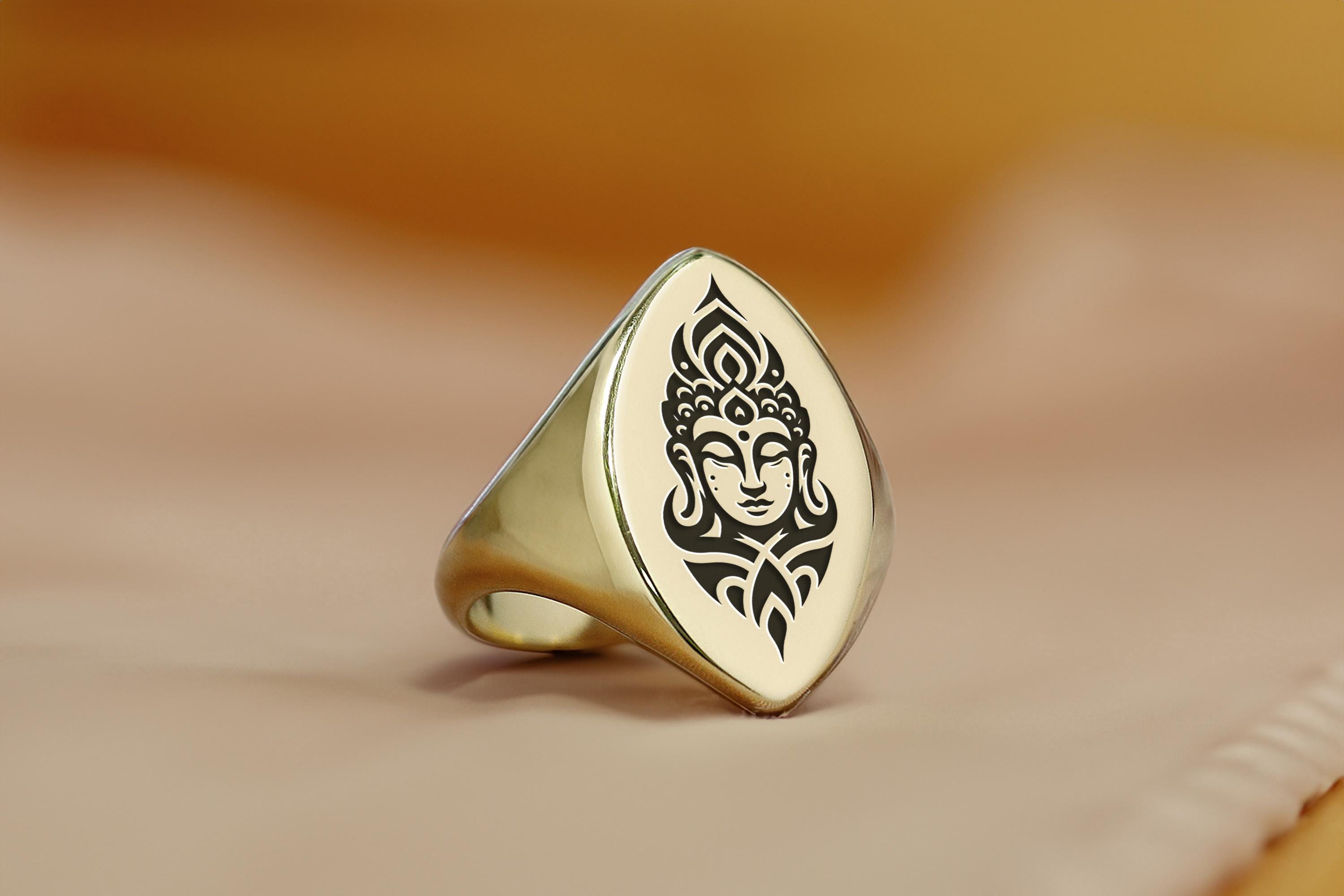 24k Gold Buddha Signet Ring · Custom Buddha Ring · Buddhism Jewelry ...