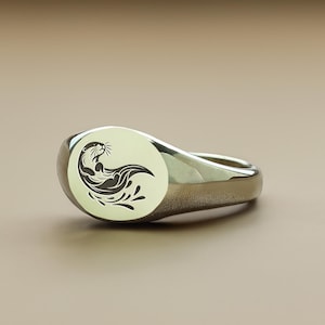 Engraved Otter Signet Ring · Custom Otter Ring · Perfect For Her · Minimalist Ring · Cute Ring · Delicate Ring