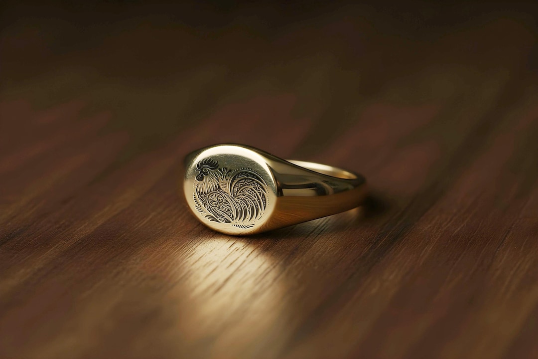 Woofing Rings 14k Gold Chicken Ring · Custom Rooster Ring · Farmers Gift Ring ...