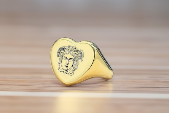 メデューサファンタジーシグネットリング · 神話ジュエリー · 14K