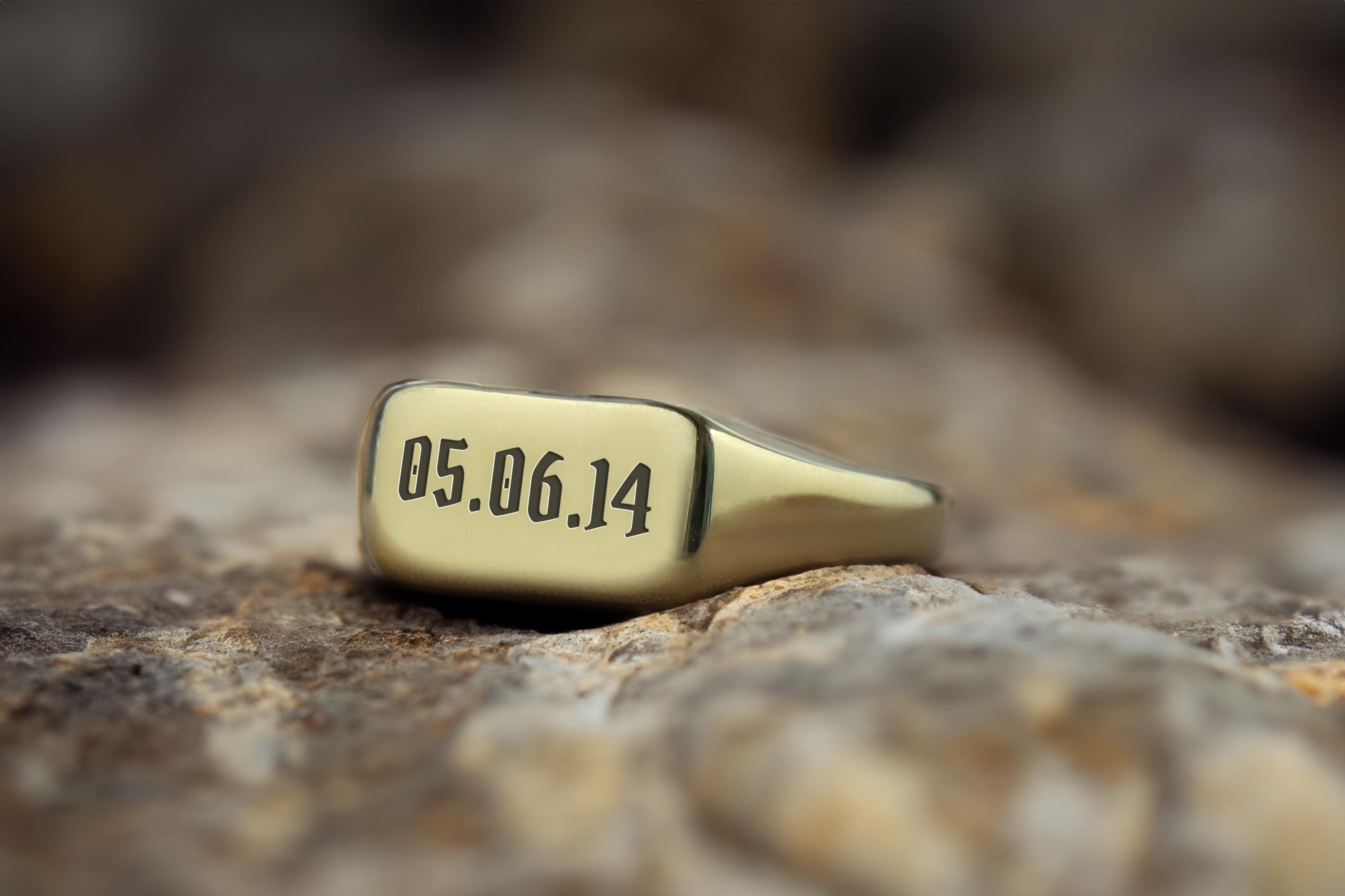 14k Gold Date Signet Ring · Personalized Date Ring · Numeral Ring ...