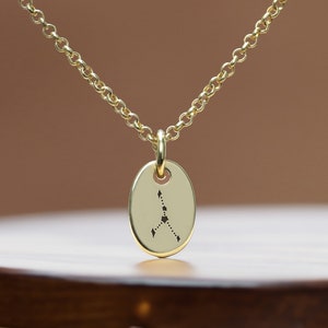 14k Gold Krebs Sternzeichen Halskette · Gravierte Krebs Sternkarte Halskette · Oval Anhänger Halskette · Niedliche Halskette
