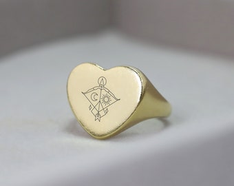 Zodiac Signet Ring · Sagittarius Ring · Engraved Zodiac Ring · Zodiac Jewelry · Heart Shape Ring