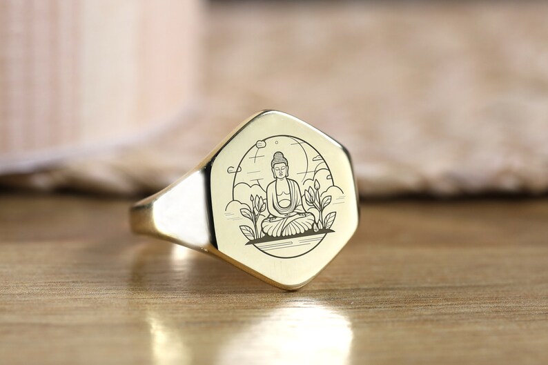 14k Gold Buddha Ring · Buddhist Symbol Ring · Spiritual Ring ...