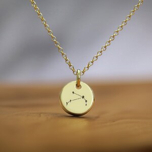 Sternkarte Widder Siegelhalskette · 14k Gold Sternzeichen Sterne Halskette · Runder Anhänger Halskette · Geschenk für Sie