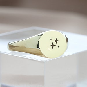Cute Stars Engraved Ring · Star Pattern Ring · Gift for Her · 14k Gold ...