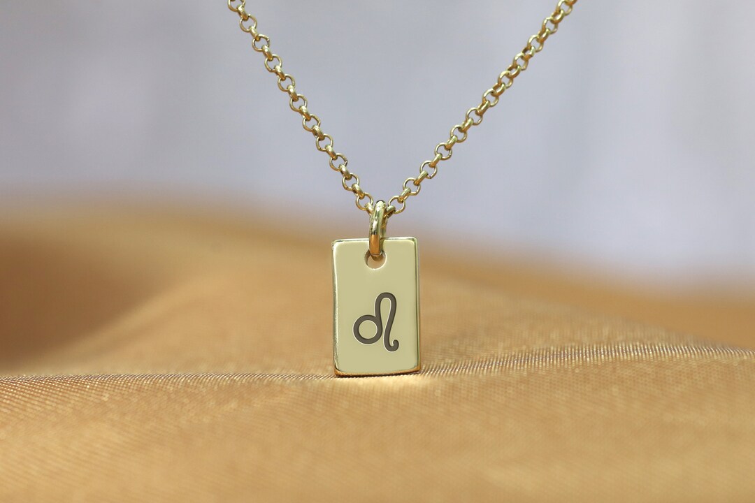 Buy 14k Gold Leo Pendant Necklace · Rectangle Pendant Necklace · Custom  Zodiac Jewelry · Unisex Necklace Online in India
