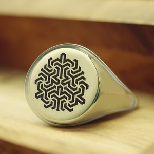 Custom Maze Gold Ring · Engraved Maze Ring · Maze Design Ring · Unisex Ring · Bold Statement Ring