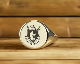 Engraved Royal Knight Signet Ring · Personalized Knight Ring · Custom Royal Ring · Bold Statement Ring
