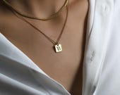 Gothic Font Necklace · Square Pendant Necklace · Old-School Necklace · Unisex Necklace · Gift For Her