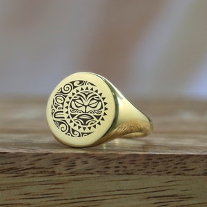 Engraved Polynesian Ring ·  Samoan Tribe Ring · Māori Theme Gold Ring · Unisex Ring