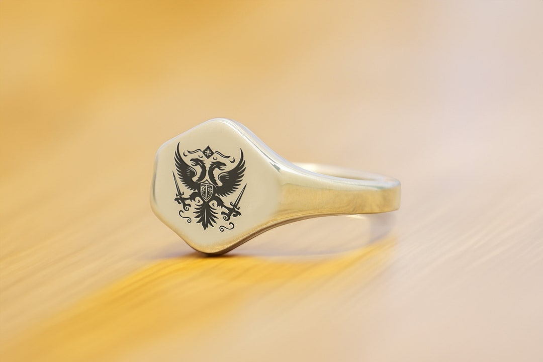Heraldic Eagle Engraved Ring · Medieval Eagle Ring · Ancient Symbol ...