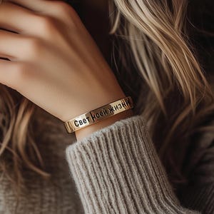 Cyrillic Gold Bracelet  · Personalized Cyrillic Bracelet · Custom Cyrillic Jewelry · Open Cuff Bracelet · Unisex Bracelet
