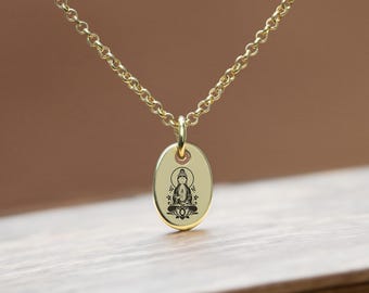 14k Gold Guanyin Necklace · Custom Guanyin Necklace · Oval Pendant Necklace · Kuan Yin Necklace · Gift For Her