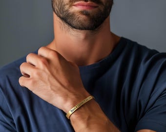 14k Gold Men Open Cuff Bracelet · Gift For Him · Delicate Men Bracelet ·  Couples Anniversary Bracelet · Delicate Gold Bracelet