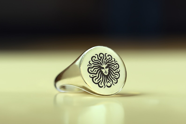 Engraved Medusa Signet Ring Custom Medusa Ring 1 4k Gold Medusa Ring ...