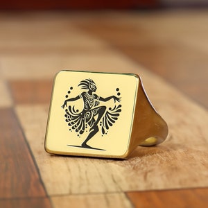 14k Gold African Signet Ring · African Tribal Ring · Heritage Ring · Africa Jewelry · Square Shaped Ring