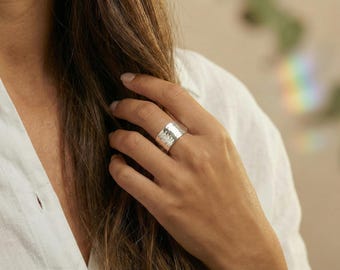 High Quality Thick Wedding Band · Wide Wedding Band Silver · Unisex Sterling Silver Ring · Customized Wedding Engraved Ring