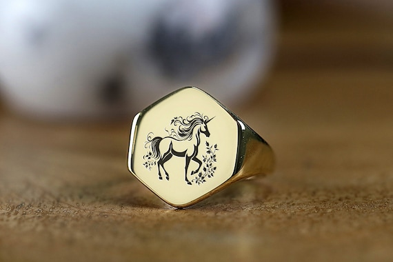 Unicorn signet ring sales