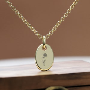 November Birth Month Necklace · Chrysanthemum  Flower Necklace · Oval Pendant Necklace ·  Gift For Her